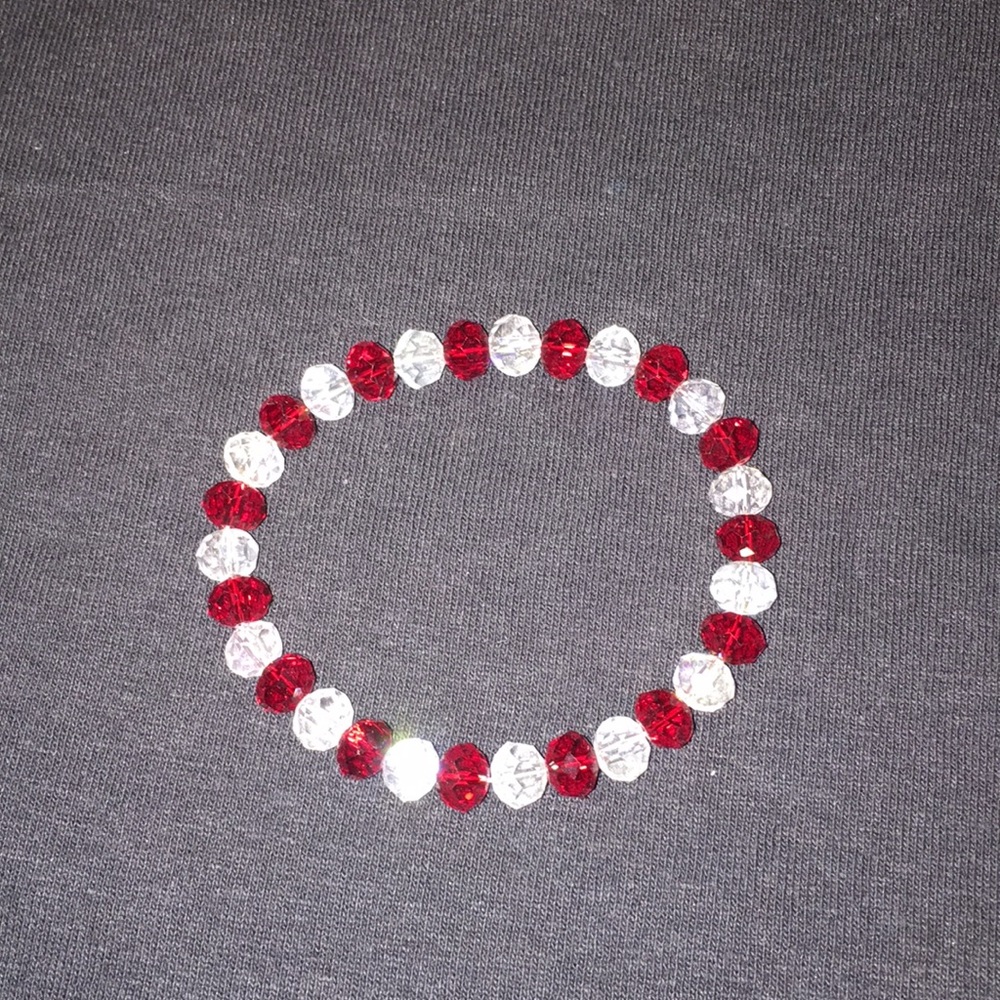 Red and clear beaded bracelet